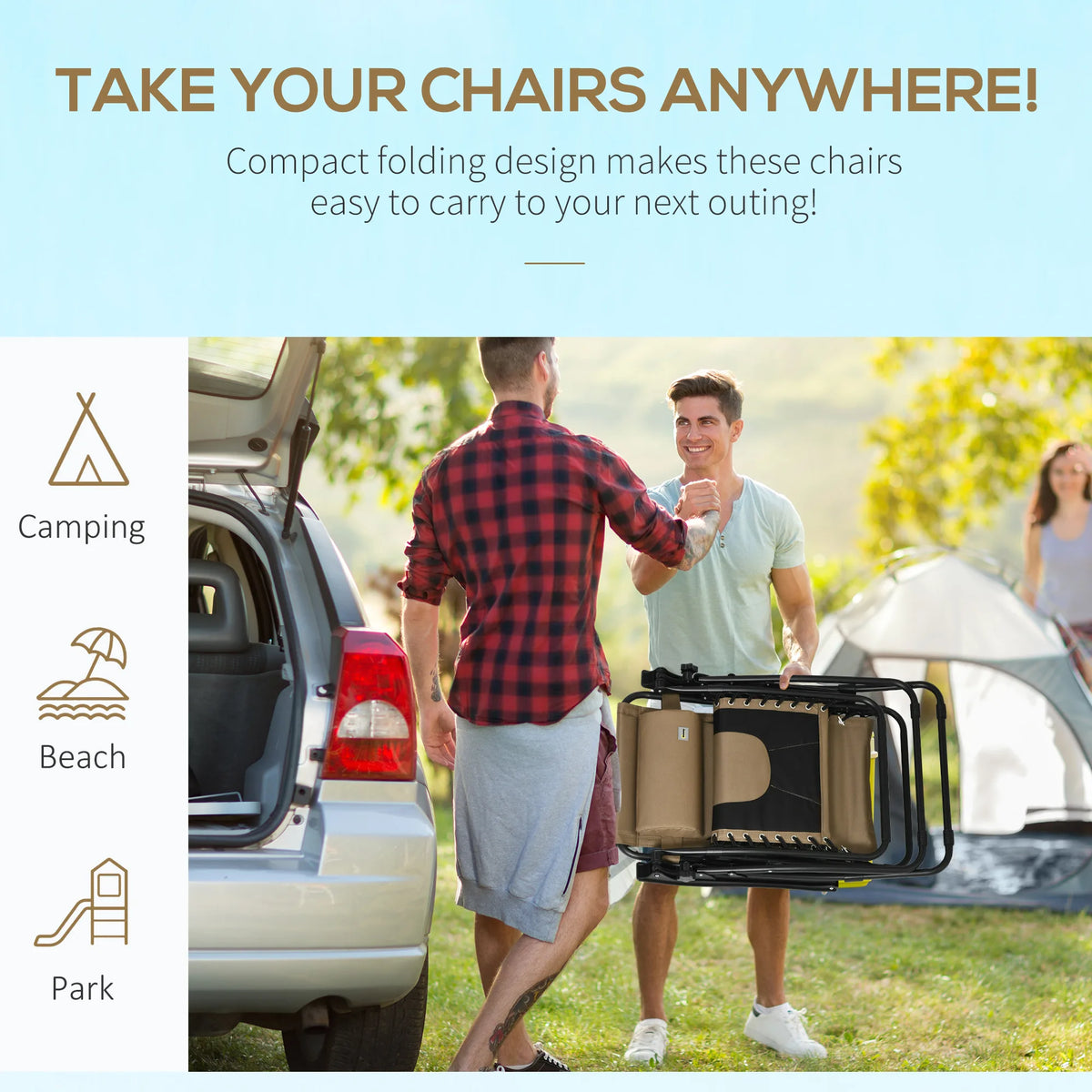 Outsunny Zero Gravity Lounger Chair Set of 2, Folding Reclining Patio Chair with Padded Seat, Cup Holder, Soft Cushion and Headrest for Poolside, Camping, Coffee