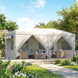Outsunny 3 x 6 m Pop Up Canopy with UV50+ Protection Garden Gazebo with 6 Sidewalls, White