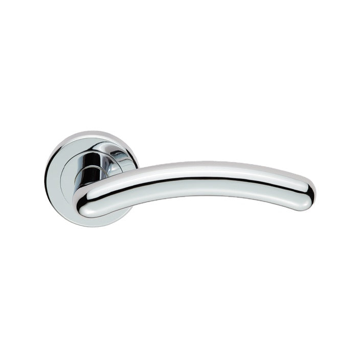 NOXIA LEVER ON SPRUNG SCREW-ON ROUND ROSE - POLISHED CHROME - PAIR