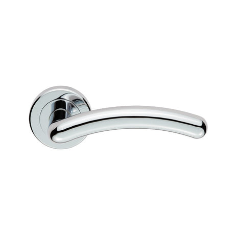 NOXIA LEVER ON SPRUNG SCREW-ON ROUND ROSE - POLISHED CHROME - PAIR