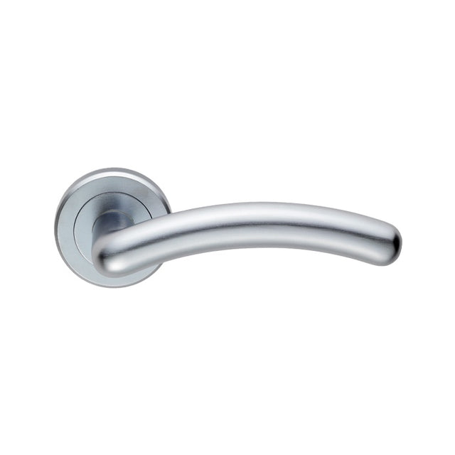 NOXIA LEVER ON SPRUNG SCREW-ON ROUND ROSE - SATIN CHROME - PAIR