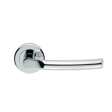 NELSON LEVER ON SPRUNG SCREW-ON ROUND ROSE - POLISHED CHROME - PAIR