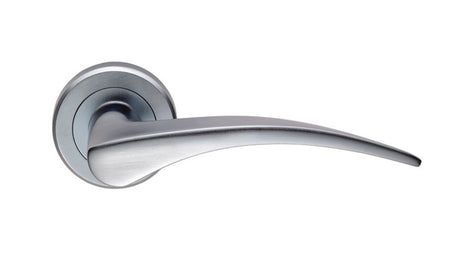 OLIVIER LEVER ON SPRUNG SCREW-ON ROUND ROSE - SATIN CHROME - PAIR