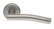 CAROLINA LEVER ON SPRUNG SCREW-ON ROUND ROSE - SATIN CHROME - PAIR