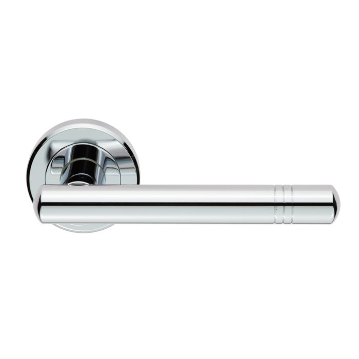 ATALAYA LEVER ON SPRUNG SCREW-ON ROUND ROSE - POLISHED CHROME - PAIR
