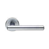 ATALAYA LEVER ON SPRUNG SCREW-ON ROUND ROSE - SATIN CHROME - PAIR