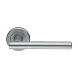 PHILADELPHIA LEVER ON SPRUNG SCREW-ON ROUND ROSE - SATIN CHROME - PAIR