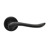 VERDUN LEVER ON SPRUNG SCREW-ON ROUND ROSE - MATT BLACK - PAIR