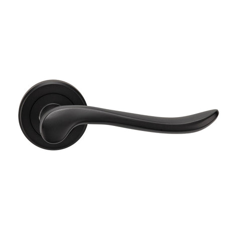 VERDUN LEVER ON SPRUNG SCREW-ON ROUND ROSE - MATT BLACK - PAIR