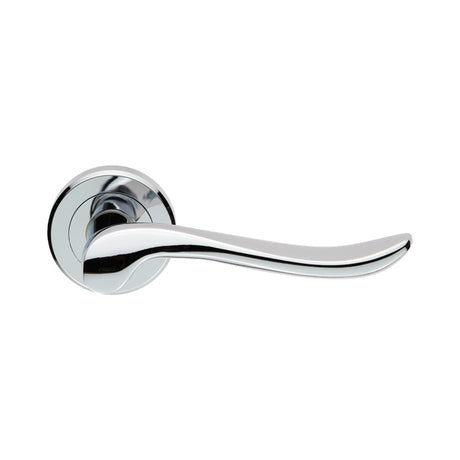 VERDUN LEVER ON SPRUNG SCREW-ON ROUND ROSE - POLISHED CHROME - PAIR