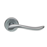 VERDUN LEVER ON SPRUNG SCREW-ON ROUND ROSE - SATIN CHROME - PAIR