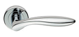 SHARK LEVER ON SPRUNG SCREW-ON ROUND ROSE - POLISHED CHROME - SET