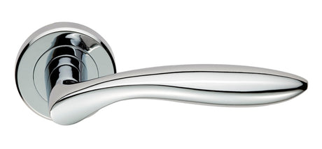 SHARK LEVER ON SPRUNG SCREW-ON ROUND ROSE - POLISHED CHROME - SET