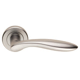 SHARK LEVER ON SPRUNG SCREW-ON ROUND ROSE - SATIN CHROME - SET