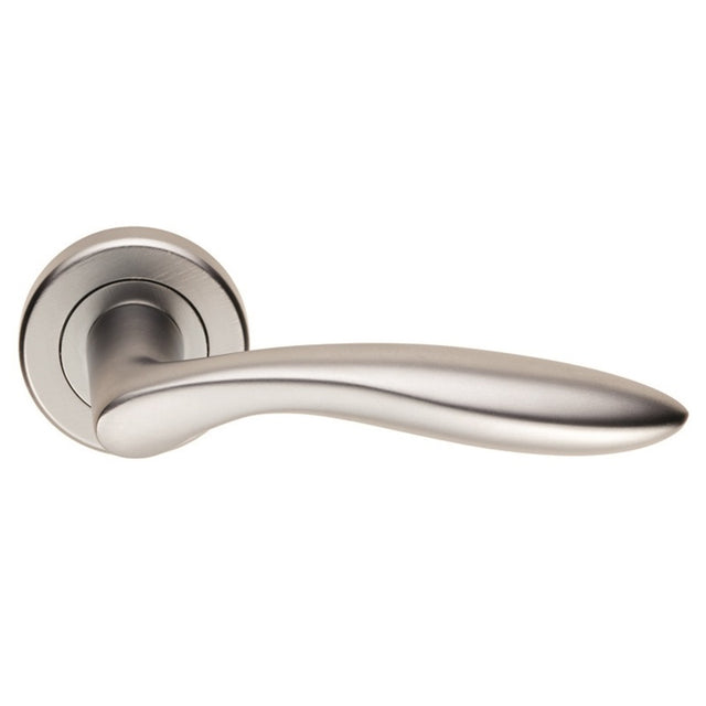 SHARK LEVER ON SPRUNG SCREW-ON ROUND ROSE - SATIN CHROME - SET