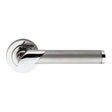 IRWIN LEVER ON SPRUNG SCREW-ON ROUND ROSE - POLISHED CHROME/SATIN CHROME - PAIR