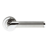 IRWIN LEVER ON SPRUNG SCREW-ON ROUND ROSE - POLISHED CHROME/SATIN CHROME - PAIR