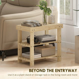 HOMCOM Two Shelf Bamboo Shoe Storage Bench - Natural Finish