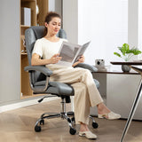 HOMCOM Big and Tall Office Chair 180kg with Spring Cushion, PU Leather - Grey