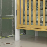 HOMCOM Bamboo-Blend Retro Cut-Out Under Sink Cabinet