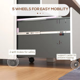 Vinsetto 2-Drawer Vertical Filing Cabinet with Lock and 5 Wheels, Steel Mobile File Cabinet, for A4, Legal and Letter Size, Pre-Assembled Body, White
