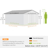 Outsunny 12.5 x 11.1ft Steel Sliding Door Storage Shed - Green