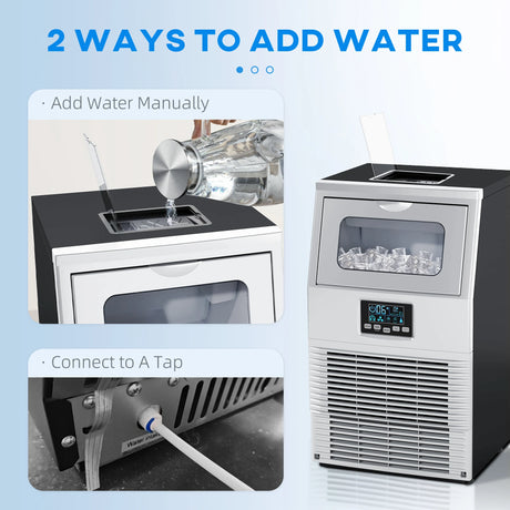 HOMCOM Commercial Ice Maker with 4kg Ice Storage - Silver Tone