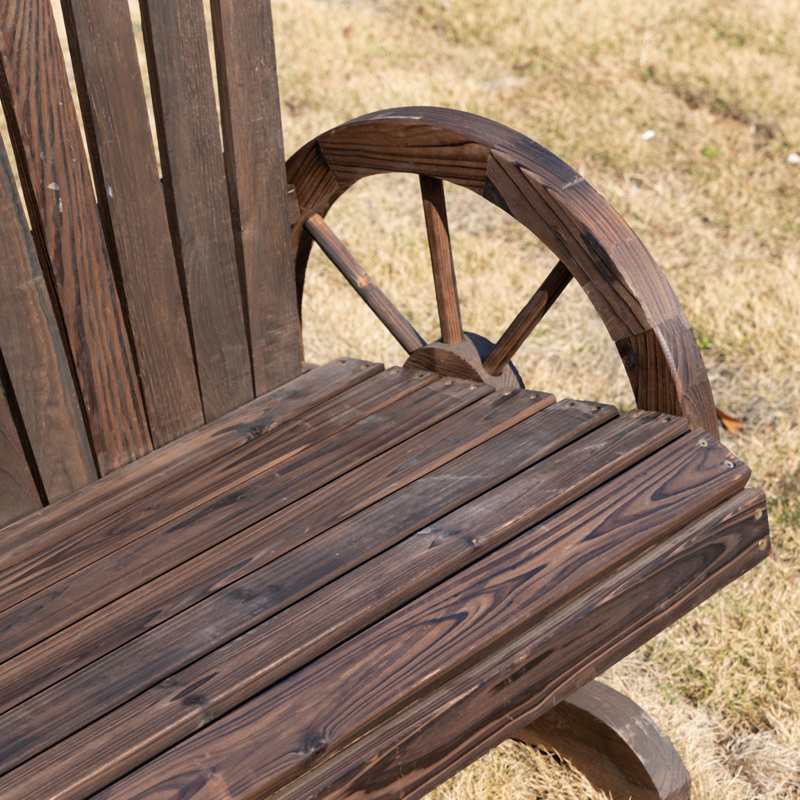 Outsunny Fir Logs Love Seats with Wheel-Shaped Armrests, Large Load-Bearing Chair, Natural Wood Grain