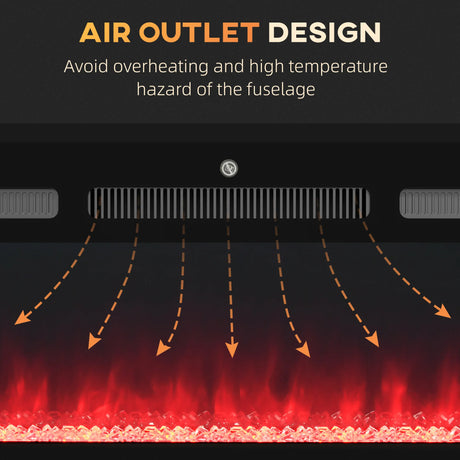 HOMCOM 102cm/40" Electric Fireplace, 2000W Recessed and Wall Mounted Electric Fire with Remote Control, 9 Flame Colour and Crystal, Black