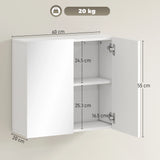 HOMCOM Double-Door Bathroom Mirror Cabinet - White