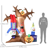 Outsunny 7ft Inflatable Halloween Ghost Tree with Upside-down Clown Pumpkins, Blow-Up Outdoor LED Display for Lawn, Garden, Party