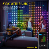 HOMCOM LED Curtain Lights, Smart Curtain Fairy Lights Plug In, Colour Changing Wall Lights with Remote, App, Dynamic DIY Hanging Window String Lights for Bedroom Living Room, 3x3(m), 400 RGBIC LED