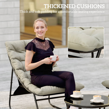 Outsunny 4 Seater Garden Furniture Set, Conversation Set with Loveseat Sofa, Chairs, Glass Coffee Table, Thick Cushions, Steel Outdoor Sofa for Balcony, Poolside, Conservatory, Light Grey