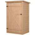 Outsunny Garden Shed Wooden Garden Storage Shed Fir Wood Tool Cabinet Organiser with Shelves 75L x 56W x115Hcm Natural