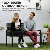 Outsunny Two-Seater Rattan Bench - Mixed Grey