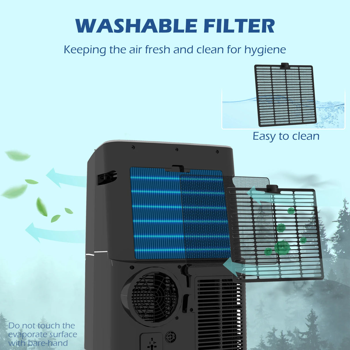 HOMCOM 14000 BTU Mobile Air Conditioner, 35m2, Smart Home WiFi, with Dehumidifier, Fan, 24H Timer, Window Kit, Black