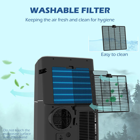 HOMCOM 14000 BTU Mobile Air Conditioner, 35m2, Smart Home WiFi, with Dehumidifier, Fan, 24H Timer, Window Kit, Black