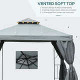 Outsunny 3 x 3 m Garden Gazebo Double Roof Marquee Patio Wedding Party Tent Canopy Shelter with Sidewalls, (Dark Grey)
