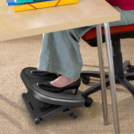 HOMCOM Footrest Adjustable Height & Angle0-30 Degree for Better Posture at Office Black