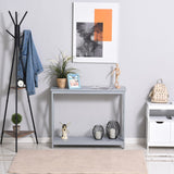 HOMCOM Console Table Hallway Desk w/Storage Shelf, X Design for Living Room Entryway, Grey