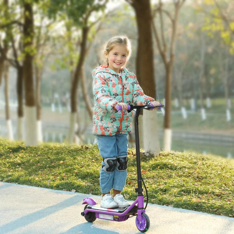 AIYAPLAY Electric Scooter for Kids Aged 6-14 Years, with Colourful Lights, Purple