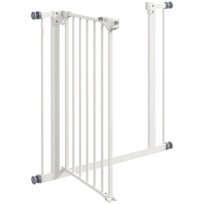 PawHut Metal 74-80cm Wide Adjustable Dog Gate White