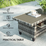 Outsunny Six-Piece Modular Rattan Sofa Set - Navy Blue