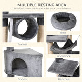 PawHut Cat Tree for Indoor Cats Condo Tower Multi-level Height 150CM  Kittens Activity Stand House with Toys & Various Scratching Posts