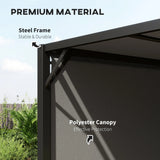 Outsunny 3 X 3 Meters Pergola with Sliding Roof, Garden Gazebo with Adjustable Sun Shade Canopy and Steel Frame, Charcoal Grey