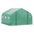 Outsunny Walk-in Polytunnel Garden Greenhouse, Outdoor Mesh Door Greenhouse with PE Cover and 6 Windows, 4.5 x 3 x 2m, Green