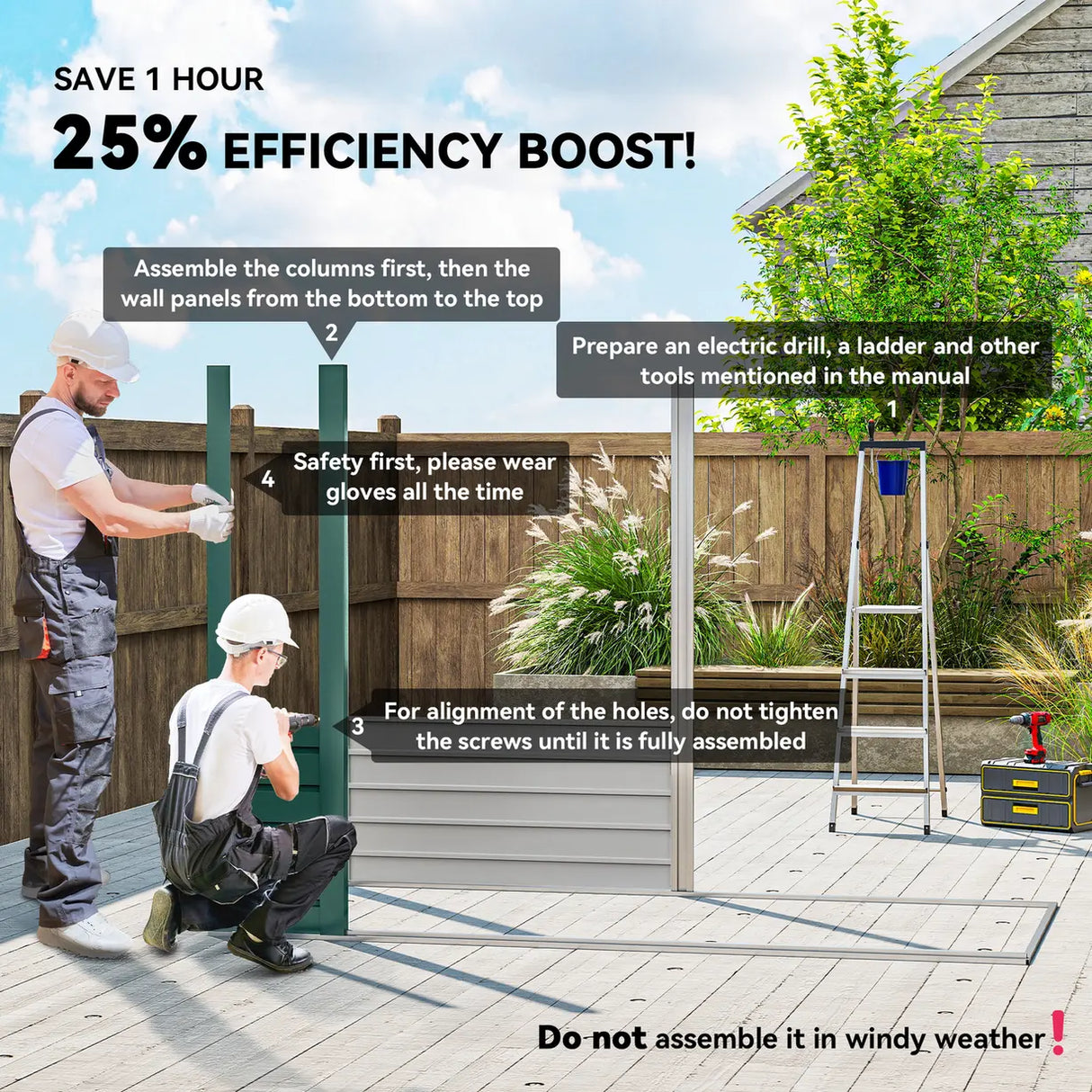 Outsunny 3.7 x 7.9ft Galvanised Steel Shed, with Latched Door and Padlock - Green