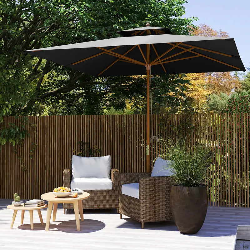 Outsunny 3 m Square Canopy Parasol - Black