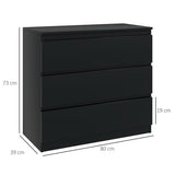 HOMCOM Chest of Drawers, 3-Drawer Storage Organiser Unit for Bedroom, Living Room, Black