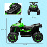 HOMCOM 12V Ride-On Quad Bike, with Music, Horn, LED Lights, for Ages 3-5 Years, Green